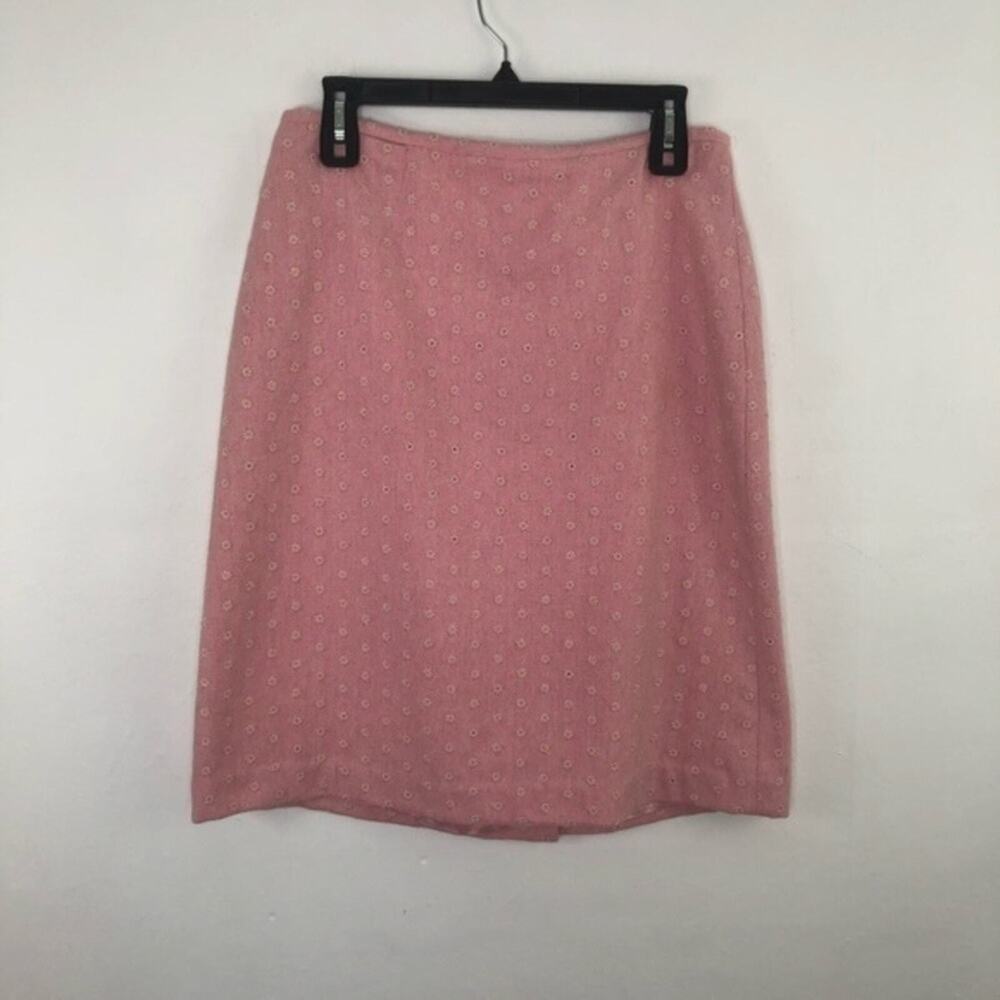 Lilly Pulitzer Pink Embroidered Floral Wool Skirt Size 8